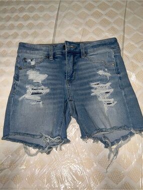 American Eagle Outfitters Light Blue Distressed Denim Shorts